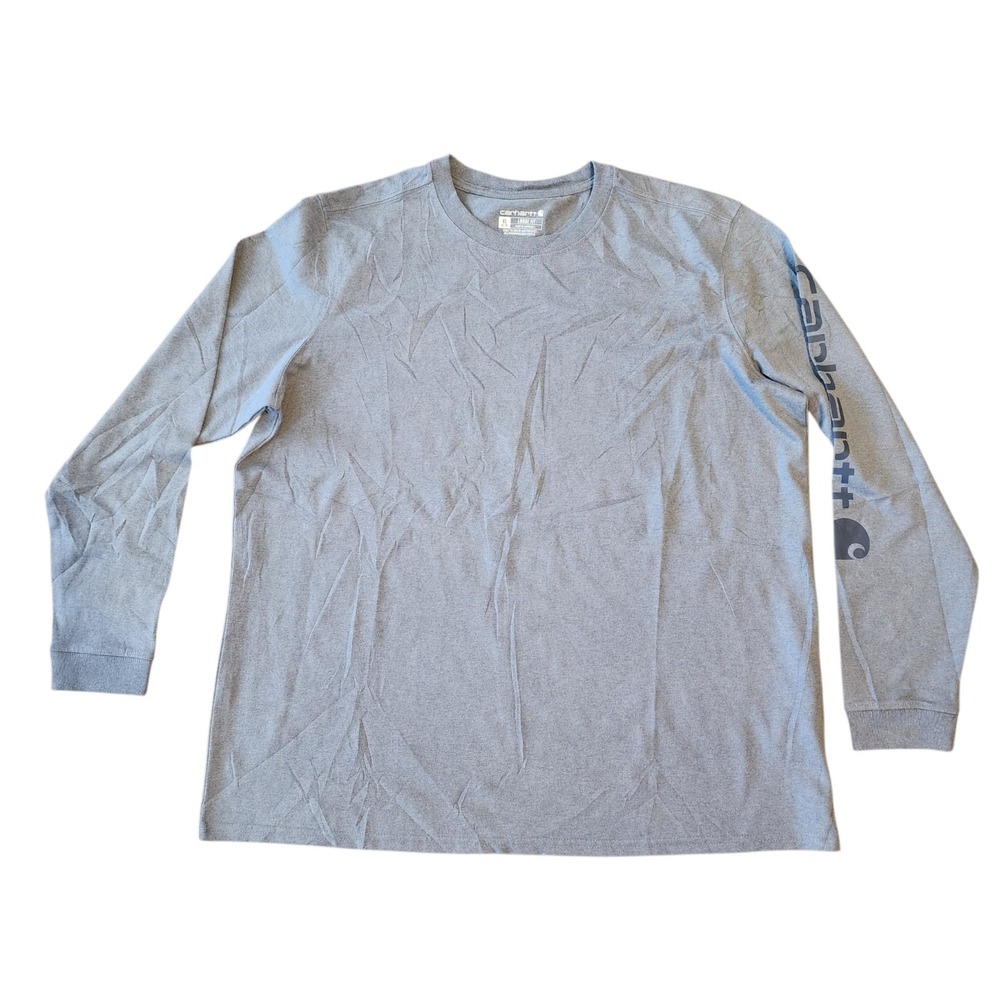 Carhartt Long Sleeve Logo Sleeve Shirt Men's XL Gray Loose Fit Outdoors Work